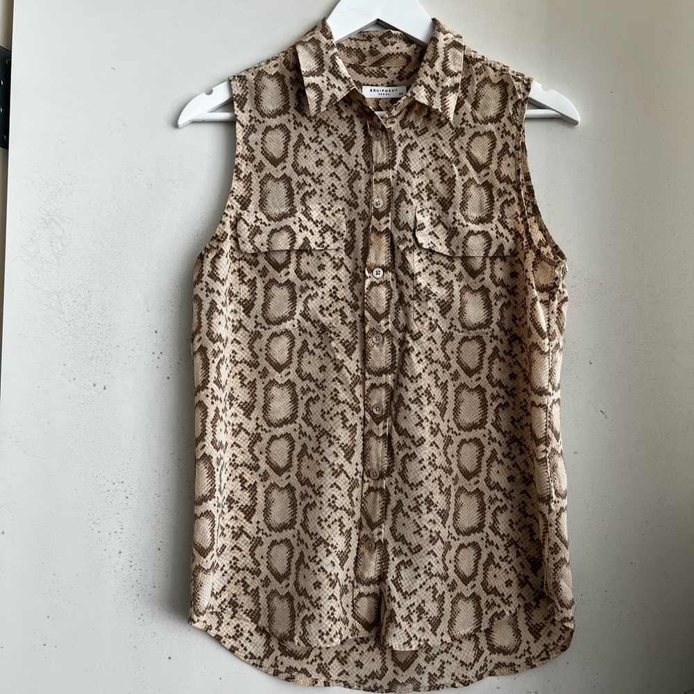 Equipment Snake Print Silk Tank